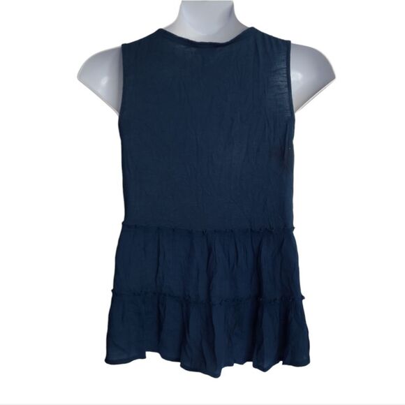 KNOX ROSE teal embroidered sleeveless tiered flowy blouse top L - Picture 3 of 9